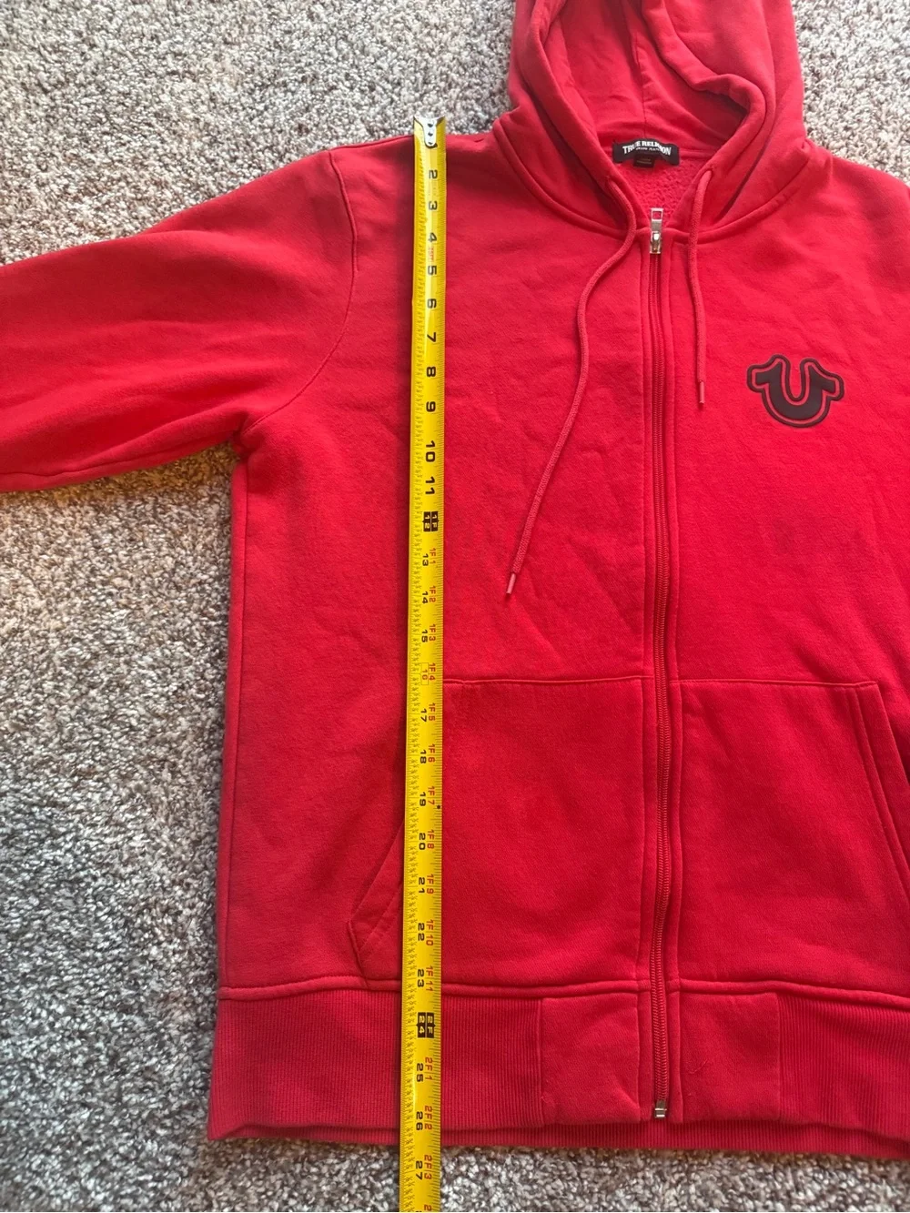 True Religion Red Pullover with Black Logo Print